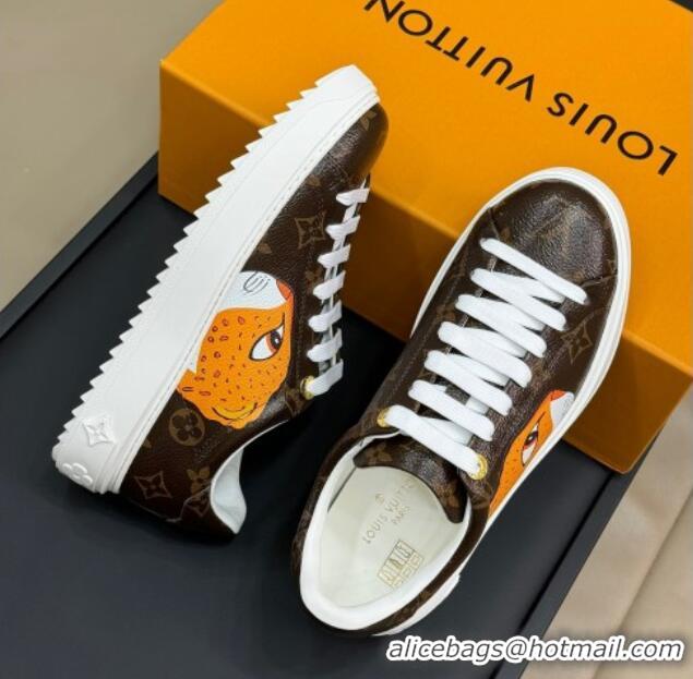 Shop Cheap Louis Vuitton Time Out Sneakers in Patent Monogram Canvas with leopard print 724099