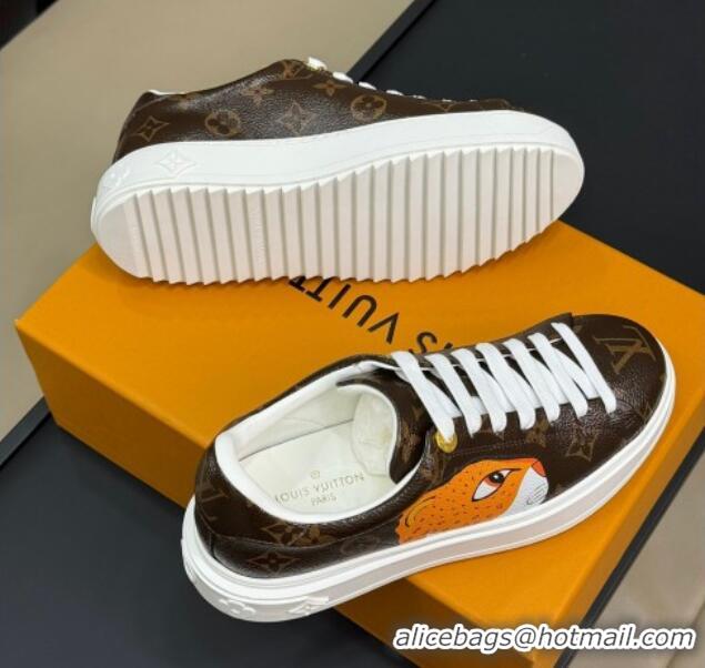 Shop Cheap Louis Vuitton Time Out Sneakers in Patent Monogram Canvas with leopard print 724099