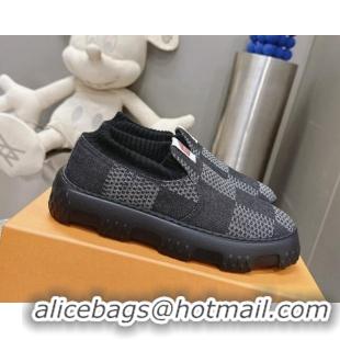 Good Product Louis Vuitton Men's LV Space Lander Slip On Sneakers in Damier Denim Black 724100