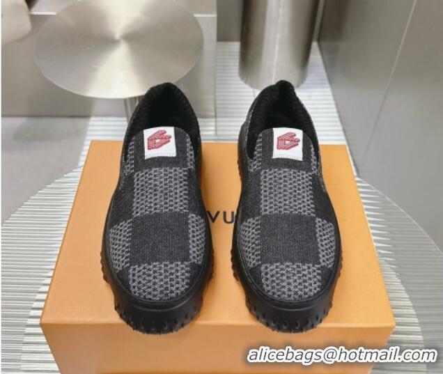 Good Product Louis Vuitton Men's LV Space Lander Slip On Sneakers in Damier Denim Black 724100