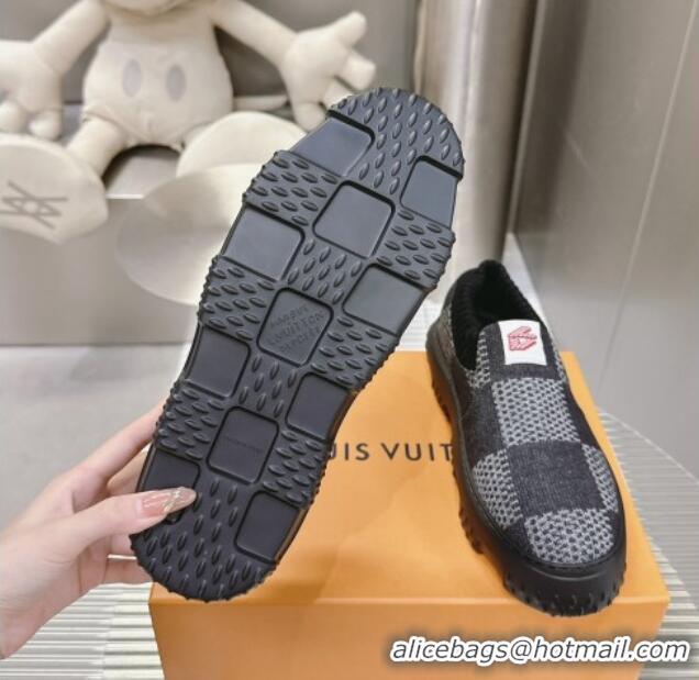 Good Product Louis Vuitton Men's LV Space Lander Slip On Sneakers in Damier Denim Black 724100