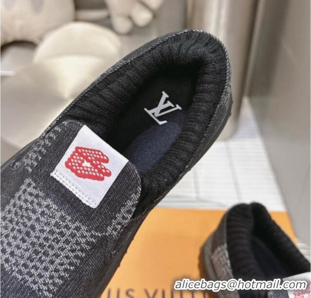 Good Product Louis Vuitton Men's LV Space Lander Slip On Sneakers in Damier Denim Black 724100