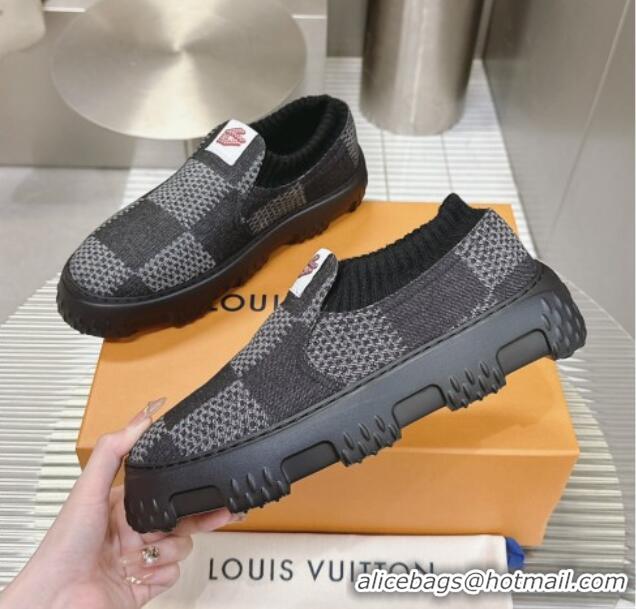 Good Product Louis Vuitton Men's LV Space Lander Slip On Sneakers in Damier Denim Black 724100