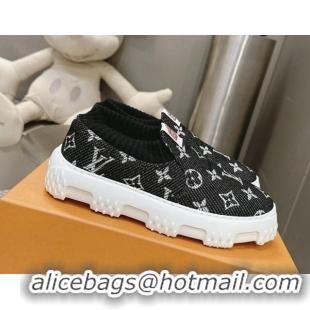 Buy Luxury Louis Vuitton Men's LV Space Lander Slip On Sneakers in Monogram Denim Black 724102