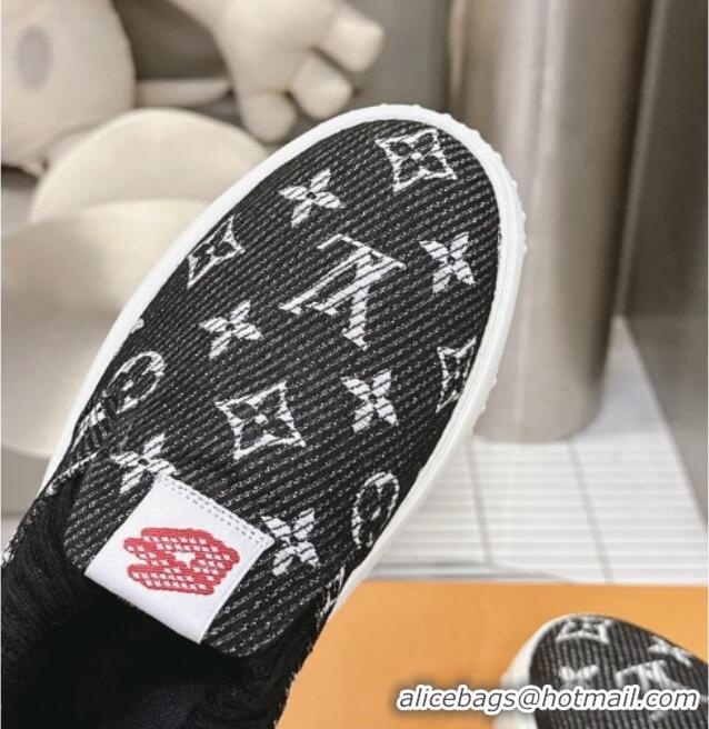 Buy Luxury Louis Vuitton Men's LV Space Lander Slip On Sneakers in Monogram Denim Black 724102