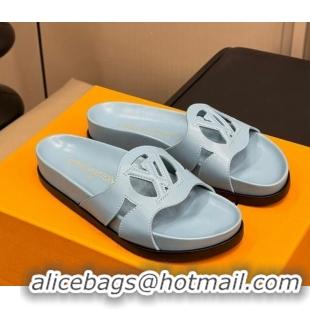 Pretty Style Louis Vuitton LV Isola Flat Comfort Slides Sandal in Calf Leather Grey 724107