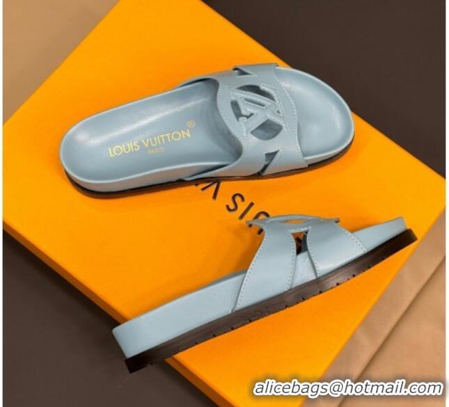 Pretty Style Louis Vuitton LV Isola Flat Comfort Slides Sandal in Calf Leather Grey 724107