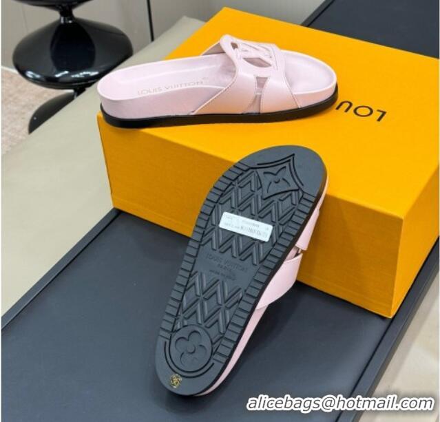 Top Grade Louis Vuitton LV Isola Flat Comfort Slides Sandal in Calf Leather Light Pink 0724110