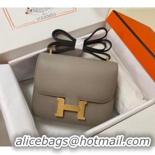 Super Quality Hermes Constance Mini Bag 18cm in Epsom Palm-Grained Leather 8057 Pitch Grey/Gold 2024 (Half Handmade)