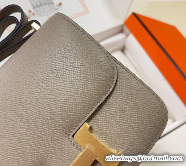 Super Quality Hermes Constance Mini Bag 18cm in Epsom Palm-Grained Leather 8057 Pitch Grey/Gold 2024 (Half Handmade)