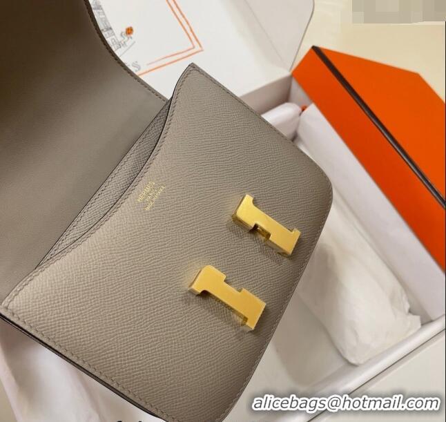 Super Quality Hermes Constance Mini Bag 18cm in Epsom Palm-Grained Leather 8057 Pitch Grey/Gold 2024 (Half Handmade)