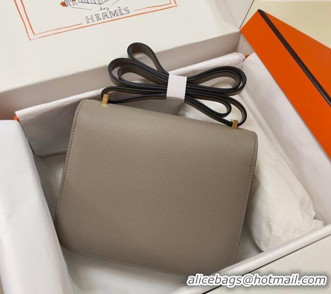 Super Quality Hermes Constance Mini Bag 18cm in Epsom Palm-Grained Leather 8057 Pitch Grey/Gold 2024 (Half Handmade)