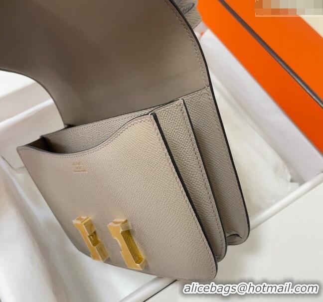 Super Quality Hermes Constance Mini Bag 18cm in Epsom Palm-Grained Leather 8057 Pitch Grey/Gold 2024 (Half Handmade)