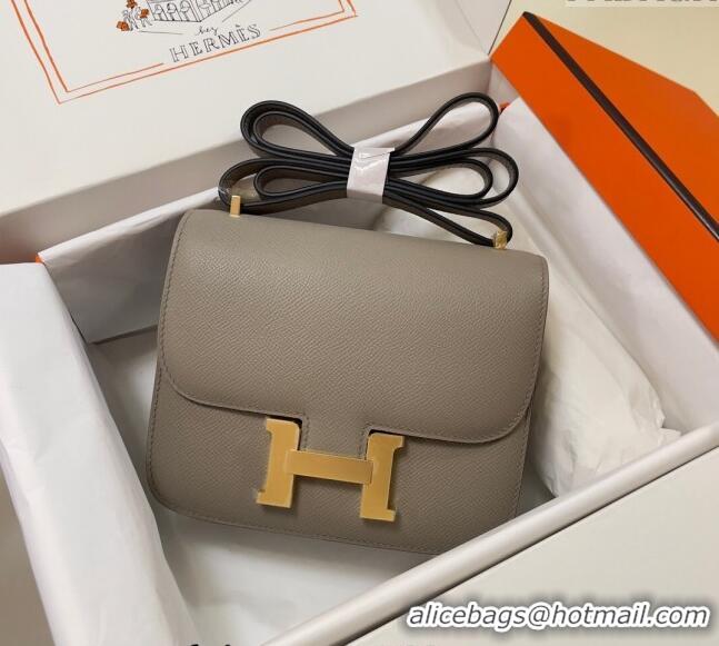 Super Quality Hermes Constance Mini Bag 18cm in Epsom Palm-Grained Leather 8057 Pitch Grey/Gold 2024 (Half Handmade)