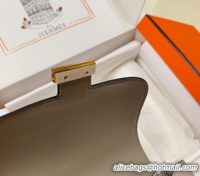 Super Quality Hermes Constance Mini Bag 18cm in Epsom Palm-Grained Leather 8057 Pitch Grey/Gold 2024 (Half Handmade)