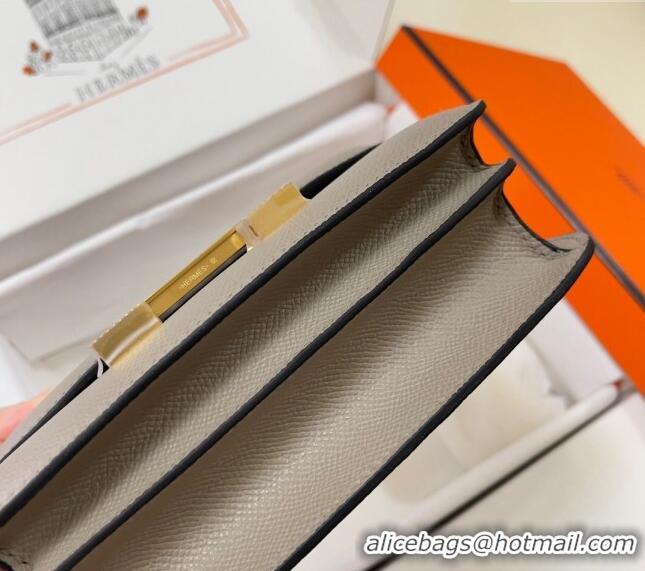 Super Quality Hermes Constance Mini Bag 18cm in Epsom Palm-Grained Leather 8057 Pitch Grey/Gold 2024 (Half Handmade)