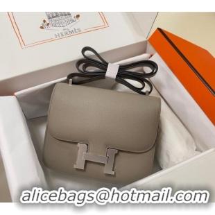 Discount Hermes Constance Mini Bag 18cm in Epsom Palm-Grained Leather 8057 Pitch Grey/Silver 2024 (Half Handmade)