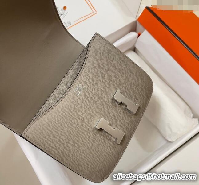 Discount Hermes Constance Mini Bag 18cm in Epsom Palm-Grained Leather 8057 Pitch Grey/Silver 2024 (Half Handmade)