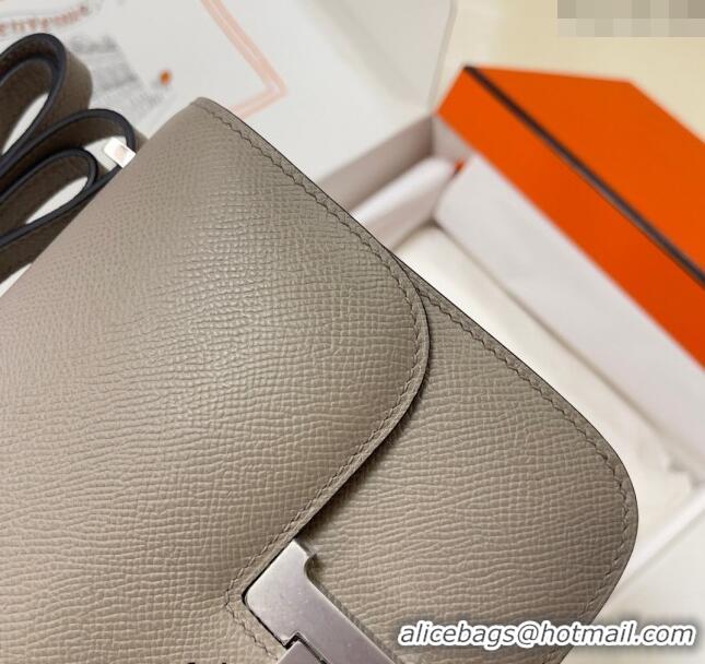 Discount Hermes Constance Mini Bag 18cm in Epsom Palm-Grained Leather 8057 Pitch Grey/Silver 2024 (Half Handmade)