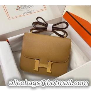 Cheapest Hermes Constance Mini Bag 18cm in Epsom Palm-Grained Leather 8057 Milk Tea Beige/Gold 2024 (Half Handmade)