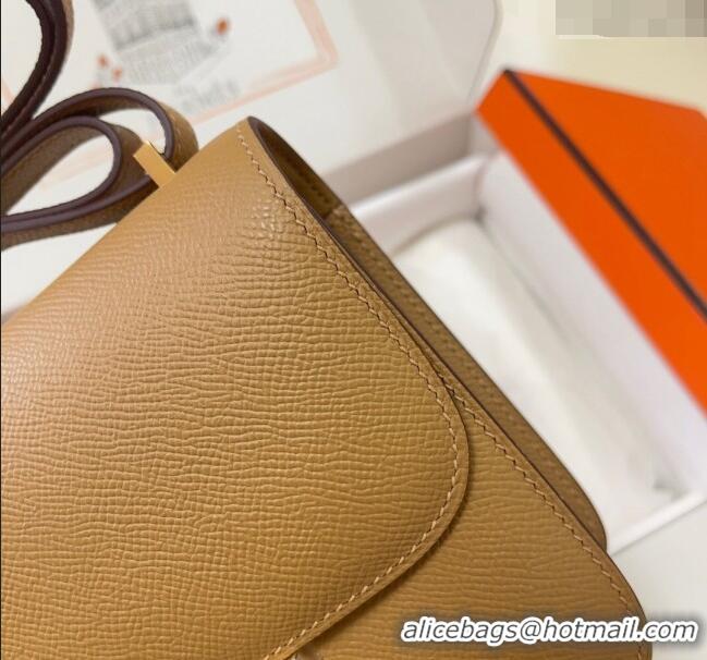 Cheapest Hermes Constance Mini Bag 18cm in Epsom Palm-Grained Leather 8057 Milk Tea Beige/Gold 2024 (Half Handmade)