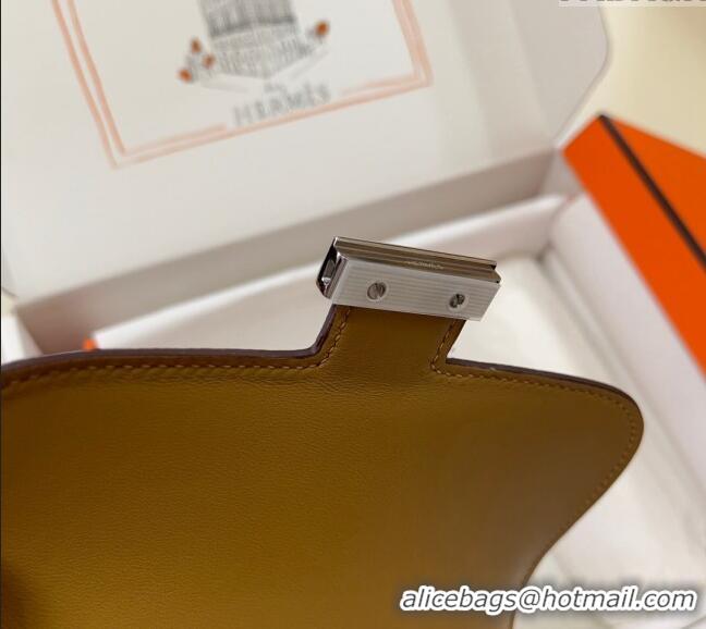 New Design Hermes Constance Mini Bag 18cm in Epsom Palm-Grained Leather 8057 Milk Tea/Silver 2024 (Half Handmade)