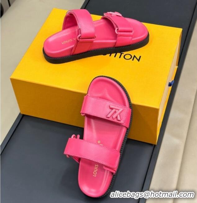 Grade Quality Louis Vuitton LV Sunset Flat Comfort Slides Sandal in Calf Leather Pink 0724121