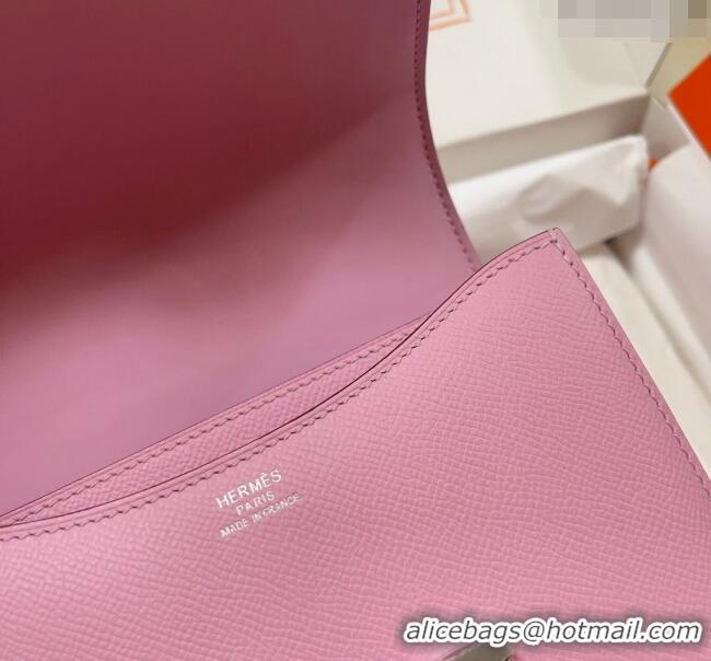 Best Price Hermes Constance Mini Bag 18cm in Epsom Palm-Grained Leather 8057 Mallow Purple/Silver 2024 (Half Handmade)