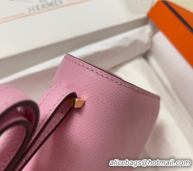 Famous Brand Hermes Constance Mini Bag 18cm in Epsom Palm-Grained Leather 8057 Mallow Purple/Gold 2024 (Half Handmade)