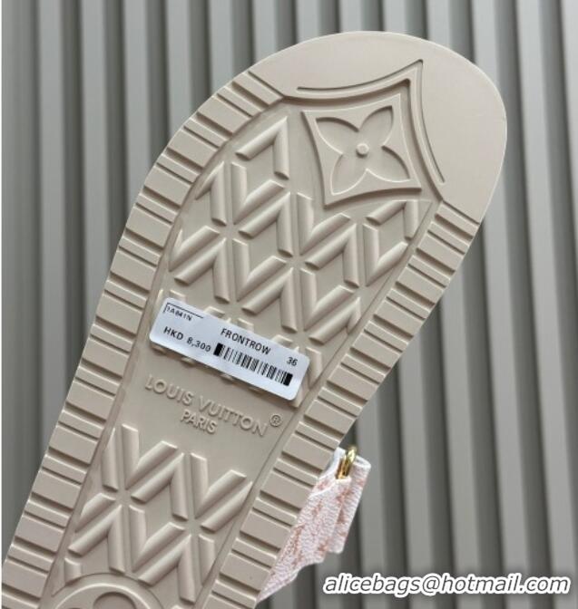 Shop Duplicate Louis Vuitton LV Sunset Flat Comfort Slides Sandal in Mini-Monogram Canvas White 724124