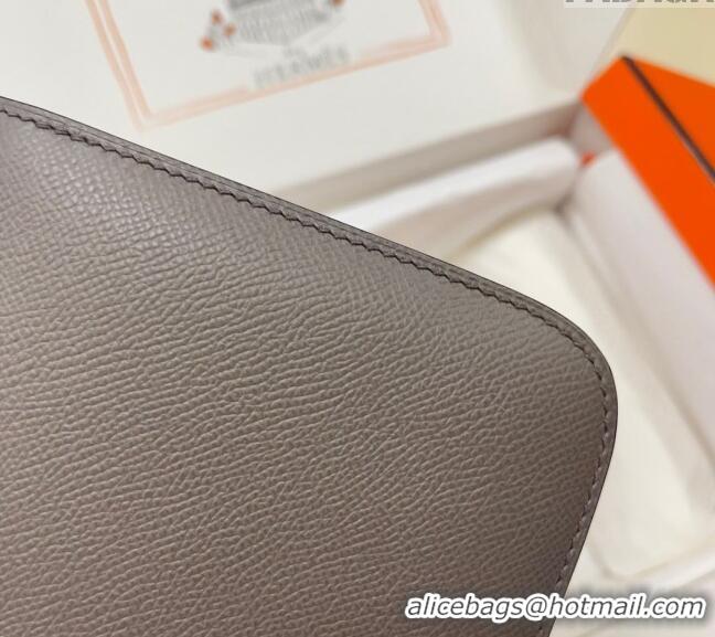 Luxurious Hermes Constance Mini Bag 18cm in Epsom Palm-Grained Leather 8057 Etain Grey/Gold 2024 (Half Handmade)