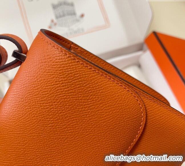 Top Quality Hermes Constance Mini Bag 18cm in Epsom Palm-Grained Leather 8057 Orange/Silver 2024 (Half Handmade)