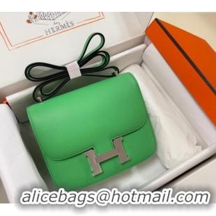 Reasonable Price Hermes Constance Mini Bag 18cm in Epsom Palm-Grained Leather 8057 Green/Silver 2024 (Half Handmade)