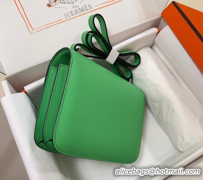 Reasonable Price Hermes Constance Mini Bag 18cm in Epsom Palm-Grained Leather 8057 Green/Silver 2024 (Half Handmade)