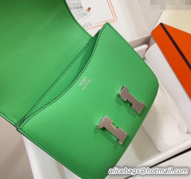 Reasonable Price Hermes Constance Mini Bag 18cm in Epsom Palm-Grained Leather 8057 Green/Silver 2024 (Half Handmade)