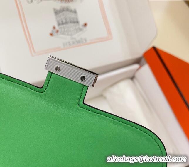 Reasonable Price Hermes Constance Mini Bag 18cm in Epsom Palm-Grained Leather 8057 Green/Silver 2024 (Half Handmade)