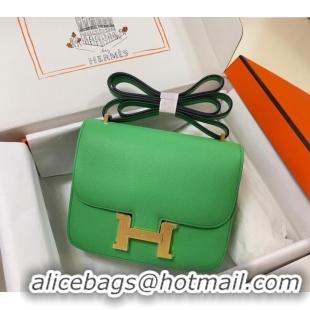 Top Quality Hermes Constance Mini Bag 18cm in Epsom Palm-Grained Leather 8057 Green/Gold 2024 (Half Handmade)