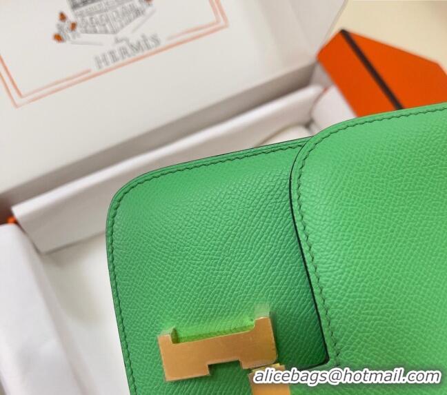 Top Quality Hermes Constance Mini Bag 18cm in Epsom Palm-Grained Leather 8057 Green/Gold 2024 (Half Handmade)