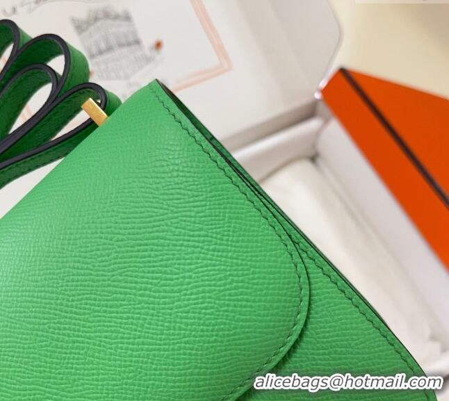 Top Quality Hermes Constance Mini Bag 18cm in Epsom Palm-Grained Leather 8057 Green/Gold 2024 (Half Handmade)