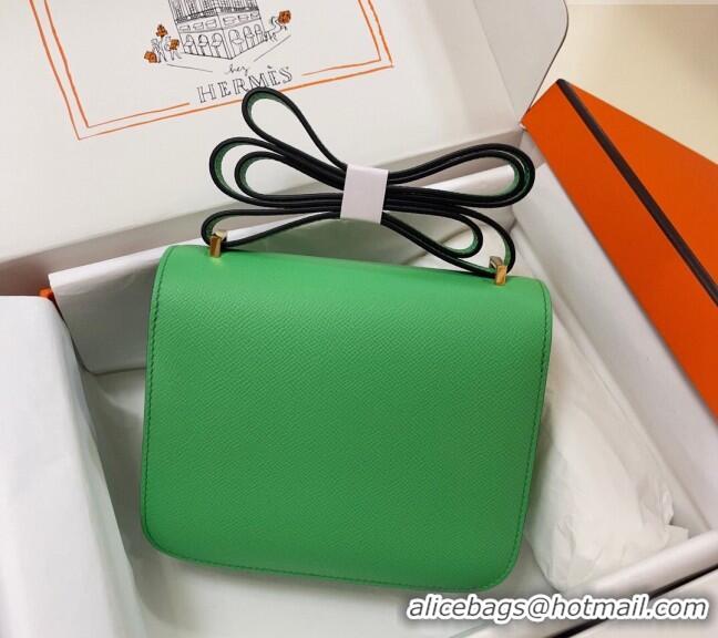 Top Quality Hermes Constance Mini Bag 18cm in Epsom Palm-Grained Leather 8057 Green/Gold 2024 (Half Handmade)