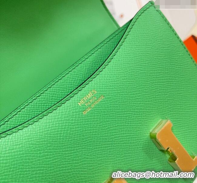 Top Quality Hermes Constance Mini Bag 18cm in Epsom Palm-Grained Leather 8057 Green/Gold 2024 (Half Handmade)