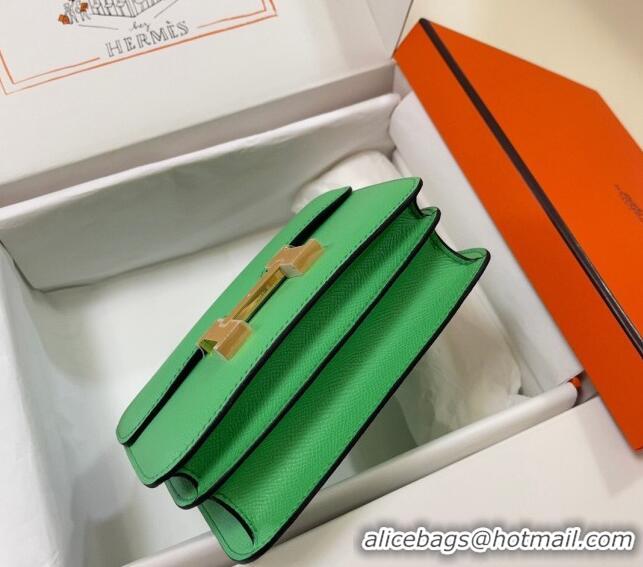 Top Quality Hermes Constance Mini Bag 18cm in Epsom Palm-Grained Leather 8057 Green/Gold 2024 (Half Handmade)