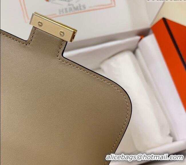 Shop Grade Hermes Constance Mini Bag 18cm in Epsom Palm-Grained Leather 8057 Coat Grey/Gold 2024 (Half Handmade)