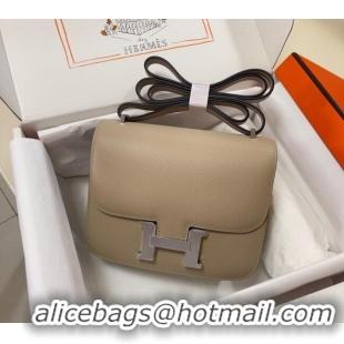 Well Crafted Hermes Constance Mini Bag 18cm in Epsom Palm-Grained Leather 8057 Coat Grey/Silver 2024 (Half Handmade)