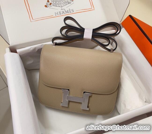 Well Crafted Hermes Constance Mini Bag 18cm in Epsom Palm-Grained Leather 8057 Coat Grey/Silver 2024 (Half Handmade)