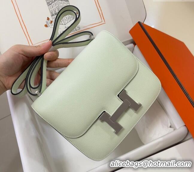 Discount Hermes Constance Mini Bag 18cm in Epsom Palm-Grained Leather 8057 Bubble Green/Silver 2024 (Half Handmade)