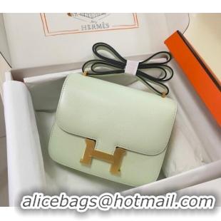 Good Taste Hermes Constance Mini Bag 18cm in Epsom Palm-Grained Leather 8057 Bubble Green/Gold 2024 (Half Handmade)