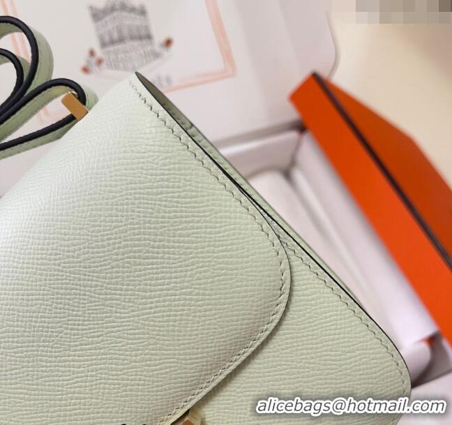 Good Taste Hermes Constance Mini Bag 18cm in Epsom Palm-Grained Leather 8057 Bubble Green/Gold 2024 (Half Handmade)