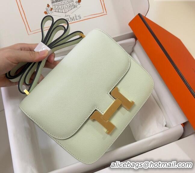 Good Taste Hermes Constance Mini Bag 18cm in Epsom Palm-Grained Leather 8057 Bubble Green/Gold 2024 (Half Handmade)