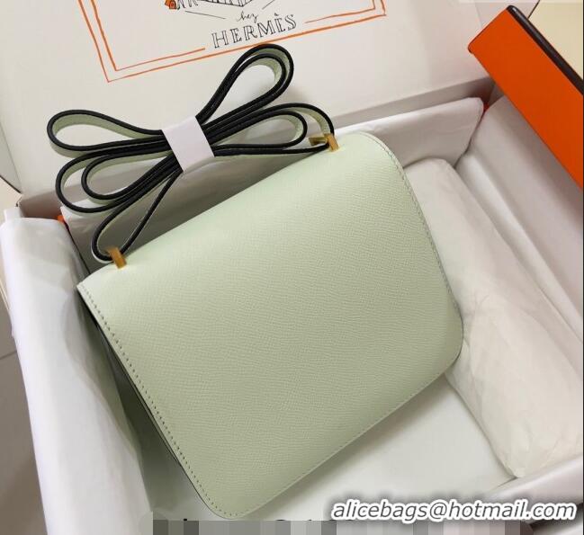 Good Taste Hermes Constance Mini Bag 18cm in Epsom Palm-Grained Leather 8057 Bubble Green/Gold 2024 (Half Handmade)